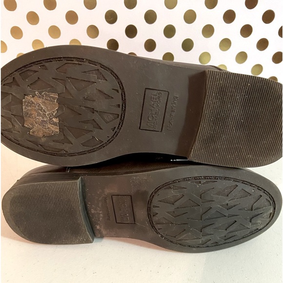 MICHAEL KORS Bexley Chocolate Brown Leather Zip-up Boots MK Buckle Size 5 - Picture 7 of 9